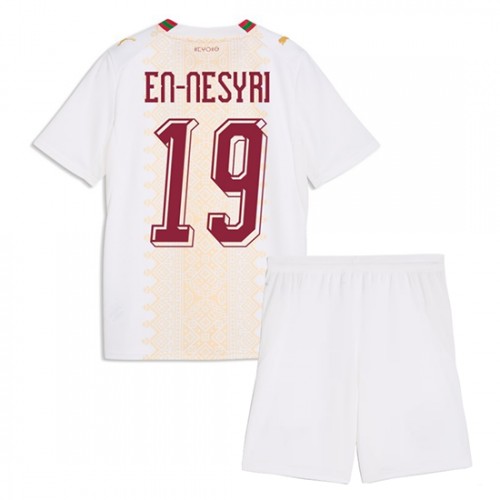 Marocko Youssef En-Nesyri #19 Bortaställ Barn VM 2026 Kortärmad (+ Korta byxor)